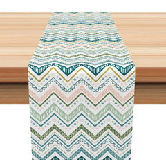 Lofaris Cute and Fresh Geometric Pattern Table Runner Regular Abstract Shapes in Pastel Colors Modern Kitchen Decor