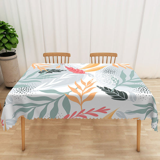 Lofaris Cute and Fresh Hawaiian Rectangle Tablecloth with Colorful Plants for Tropical Summer Party Decor