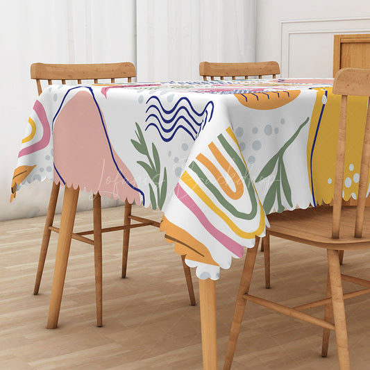 Lofaris Cute and Fresh Tablecloth with Lovely Earth Tone Abstract Pattern for Modern Natural Dining Decor