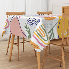 Lofaris Cute and Fresh Tablecloth with Lovely Earth Tone Abstract Pattern for Modern Natural Dining Decor