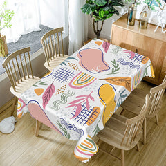 Lofaris Cute and Fresh Tablecloth with Lovely Earth Tone Abstract Pattern for Modern Natural Dining Decor