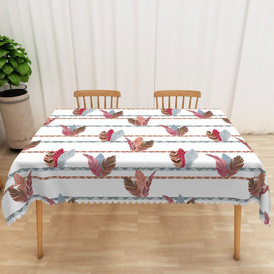 Lofaris Cute and Lovely Rectangle Tablecloth with Feather Patterns for Boho Whimsical Girls Room Decor