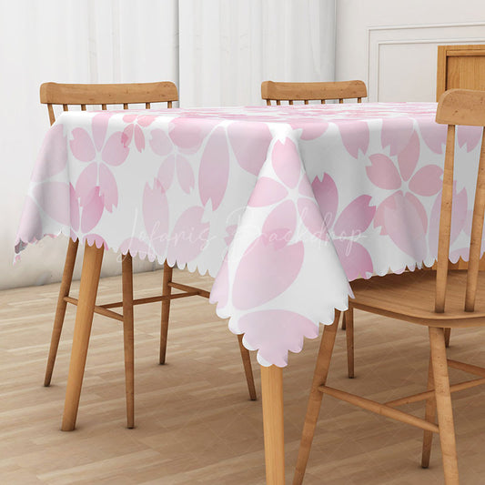 Lofaris Cute and Sweet Pink Peach Blossom Rectangle Tablecloth for Spring Festival Girls Party Decorations