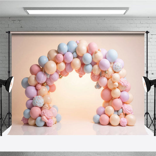 Lofaris Cute Balloons Birthday Cake Smash Photography Backdrop