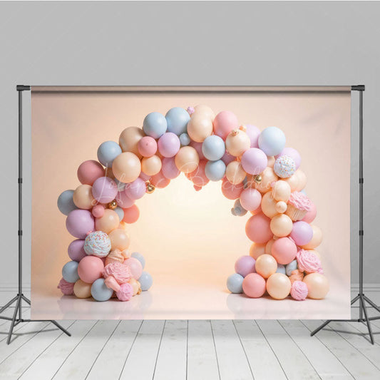 Lofaris Cute Balloons Birthday Cake Smash Photography Backdrop