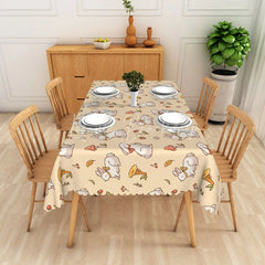 Lofaris Cute Bunny Mushroom Rectangle Tablecloth Beige Rabbit Carrot Table Cover Easter Spring Baby Shower Decor
