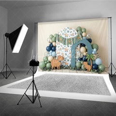 Lofaris Cute Capybara Photography Backdrop with Tropical Leaves and Jungle Animals perfect for Kids Birthday Party Decor
