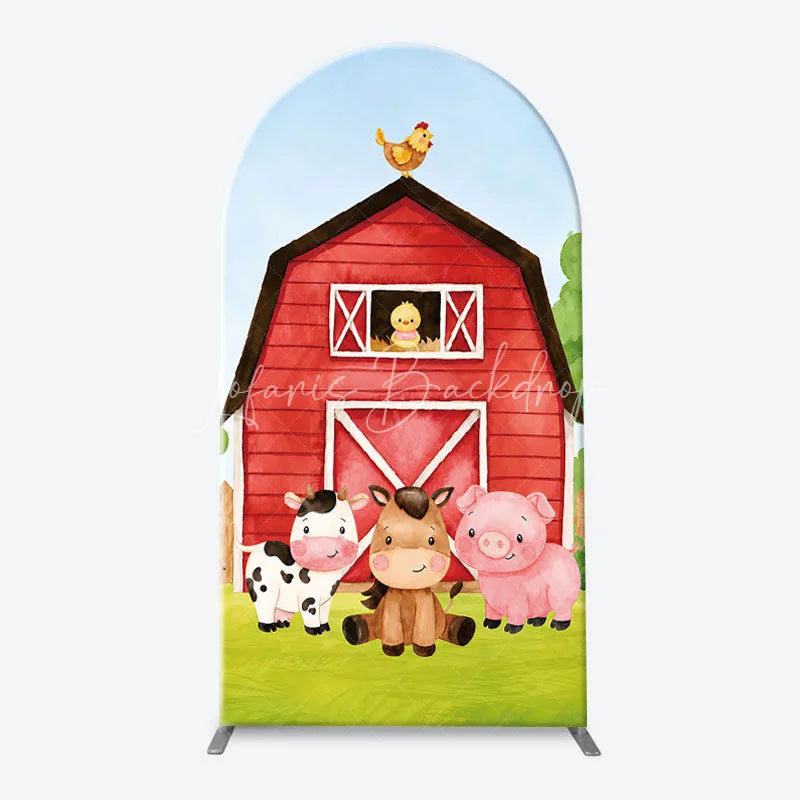 Lofaris Cute Cartoon Farm Barnyard Animals Arch Backdrop Kit Kids Birthday Party Baby Shower Decor