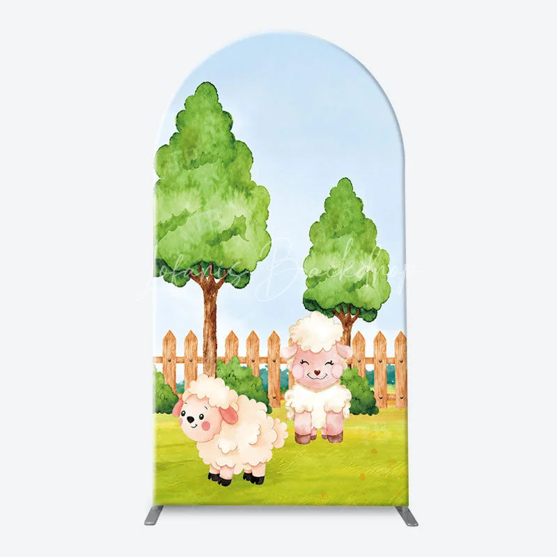 Lofaris Cute Cartoon Farm Barnyard Animals Arch Backdrop Kit Kids Birthday Party Baby Shower Decor