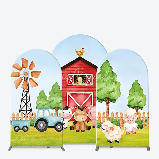 Lofaris Cute Cartoon Farm Barnyard Animals Arch Backdrop Kit Kids Birthday Party Baby Shower Decor