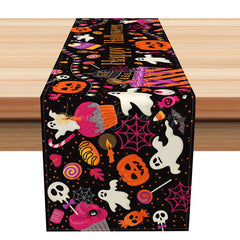 Lofaris Cute Cartoon Ghost Table Runner with Warm Color Vibe for Kids Halloween and Fall Party Decor