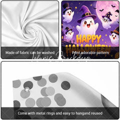 Lofaris Cute Cartoon Ghosts with Witch Hats and Pumpkins Happy Halloween Garage Door Banner Spooky Castle Party Decor