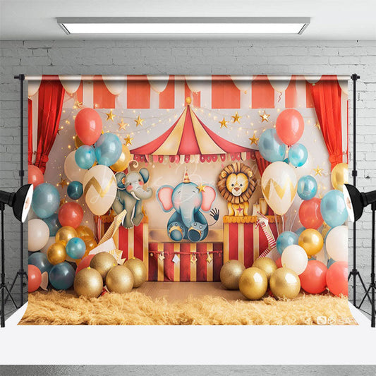 Lofaris Cute Circus Performance Balloon Cake Smash Backdrop