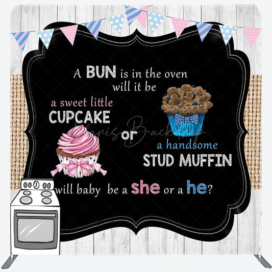 Lofaris Cute Dessert Gender Reveal Square Tension Backdrop