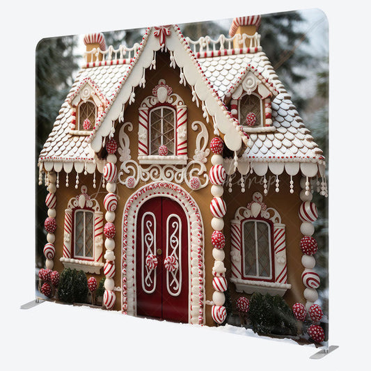 Lofaris Cute Dessert House Christmas Photo Booth Backdrop