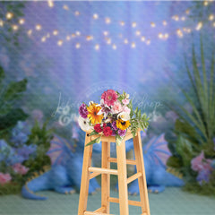 Lofaris Cute Dragons in Enchanted Forest Photography Backdrop String Lights for Birthday Fairytale Cake Smash Background