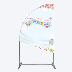 Lofaris Cute Duck Happy Birthday Half Moon Arch Backdrop Spring Floral Garden Party Banner Quack Little Duckling Photo Prop