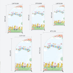 Lofaris Cute Duck Happy Birthday Half Moon Arch Backdrop Spring Floral Garden Party Banner Quack Little Duckling Photo Prop