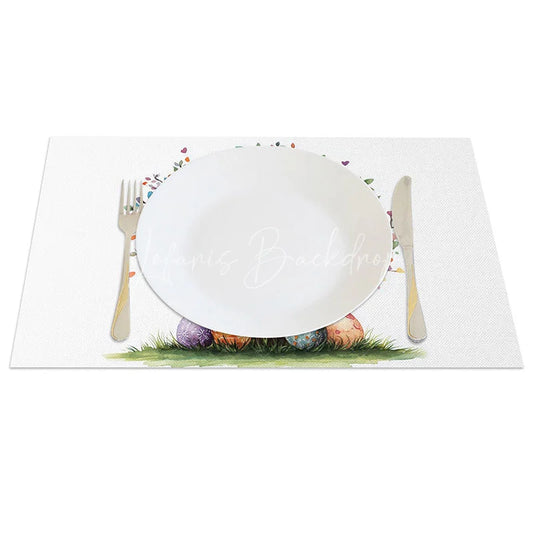 Lofaris Cute Easter Egg Tree Set of 4 Placemats Patterned Eggs Hearts Table Mats Spring Family Party Kitchen Decor