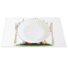 Lofaris Cute Easter Egg Tree Set of 4 Placemats Patterned Eggs Hearts Table Mats Spring Family Party Kitchen Decor