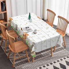 Lofaris Cute Forest Animals Rectangle Tablecloth Rustic White Wood and Greenery for Baby Shower or Birthday Party