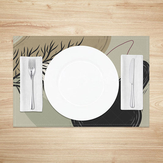 Lofaris Cute Geometric Leaf Placemats Set of 4 Dark Botanical Design for Modern and Minimalist Dining Table