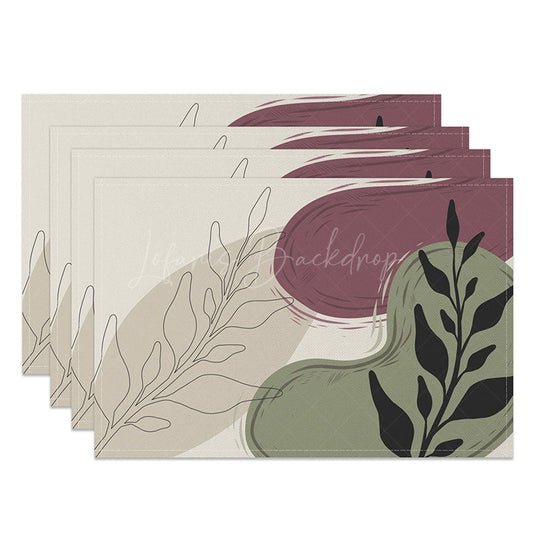 Lofaris Cute Geometric Leaf Placemats Set of 4 Earth Tone Botanical Design for Modern and Boho Kitchen Decor