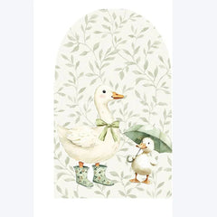 Lofaris Cute Goose Baby Shower Arch Backdrop Green Floral Animal Whimsical Nursery Decor for Gender Neutral Celebration