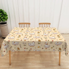 Lofaris Cute Goose Pattern Rectangle Tablecloth Cartoon Farm Animal Table Cover Spring Baby Shower Kids Party Decor