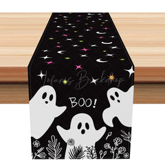 Lofaris Cute Halloween Table Runner with Boo Ghost and Floral for Sweet Spooky Party Night Decorations