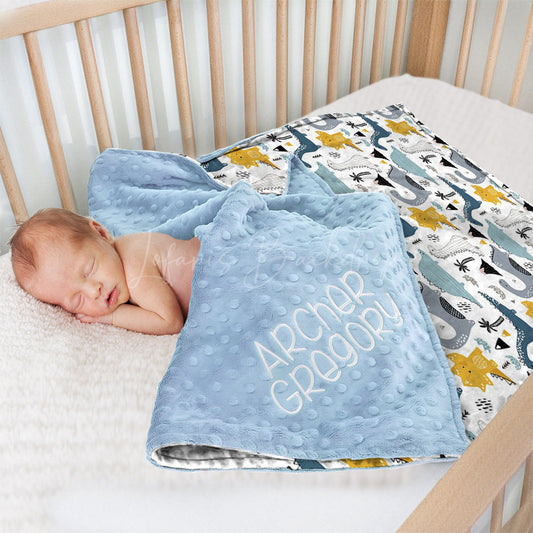 Lofaris Cute Herbivorous Dinosaur Minky Baby Blanket For Boys