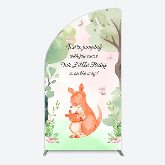 Lofaris Cute Kangaroo Jumping Baby Shower Half Moon Arch Backdrop