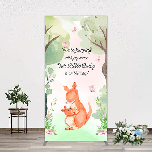 Lofaris Cute Kangaroo Jumping Baby Shower Rectangle Backdrop