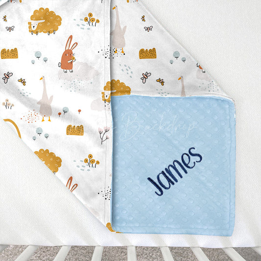 Lofaris Cute Lamp Bunny Goose Rainbow Minky Baby Blanket