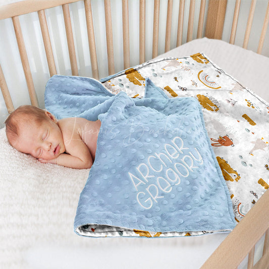 Lofaris Cute Lamp Bunny Goose Rainbow Minky Baby Blanket