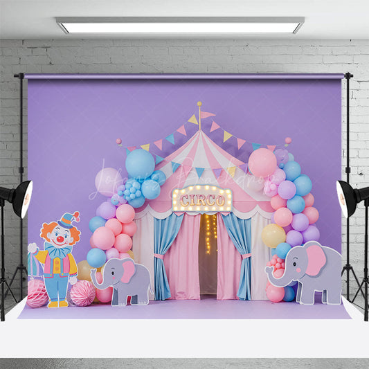 Lofaris Cute Macaron Color Scheme Circus Cake Smash Backdrop