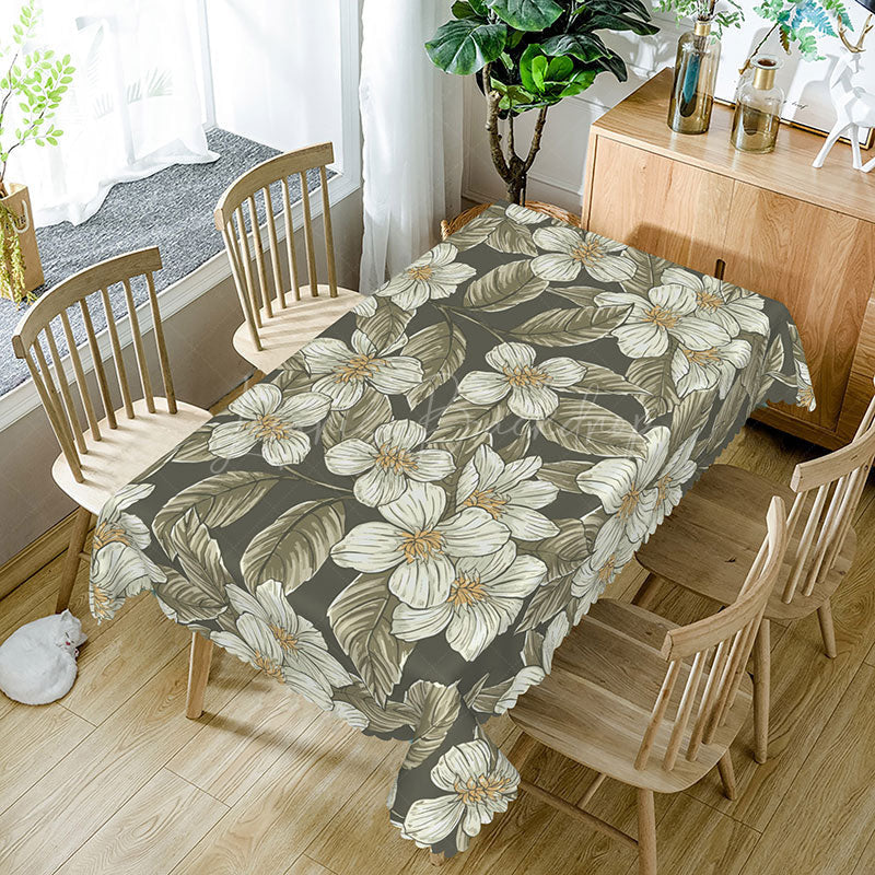 Lofaris Cute Metallic Floral Rectangle Tablecloth for Glam and Modern Girls Birthday Party Decorations