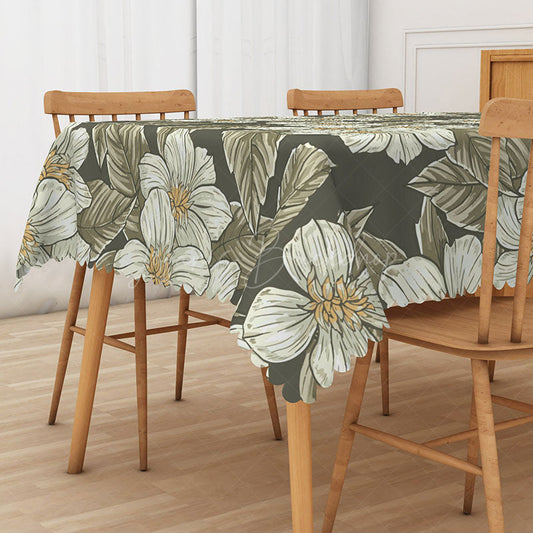 Lofaris Cute Metallic Floral Rectangle Tablecloth for Glam and Modern Girls Birthday Party Decorations