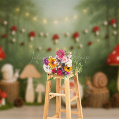 Lofaris Cute Mushroom Fairy Tale World Cake Smash Backdrop