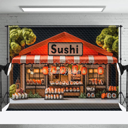 Lofaris Cute Orange Sushi Restaurant Cake Smash Backdrop