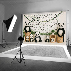 Lofaris Cute Panda Bear Photography Backdrop Green Eucalyptus Leaves and Face Photo Background