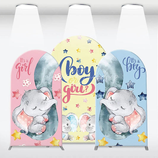 Lofaris Cute Pink Blue Baby Elephant Gender Reveal Arch Backdrop Kit Boy or Girl Shower Party Decor