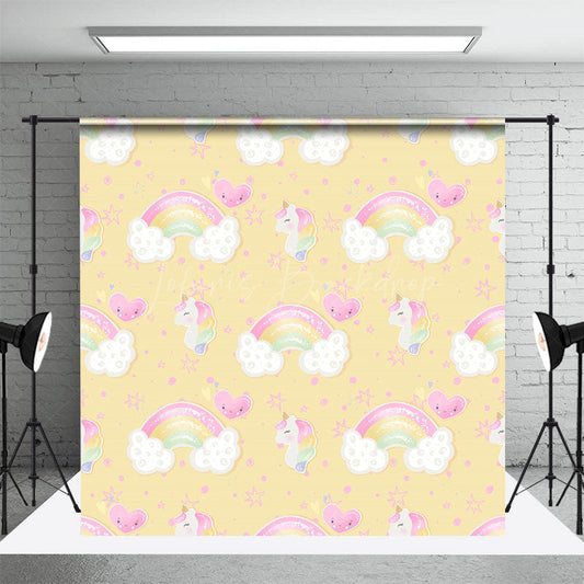 Lofaris Cute Rainbow Unicorn Birthday Cake Smash Backdrop