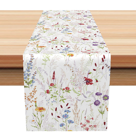 Lofaris Cute Spring Floral Table Runner in Sweet Pastel Colors Fresh Wildflower Decor for Kitchen Easter or a Party