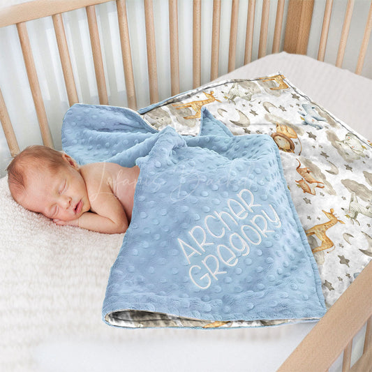 Lofaris Cute Stars Moon Clound Animals Minky Baby Blanket