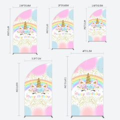 Lofaris Cute Unicorn Rainbow Glitter Birthday Half Moon Arch Backdrop