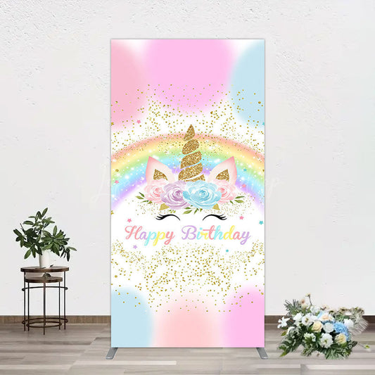 Lofaris Cute Unicorn Rainbow Glitter Birthday Rectangle Backdrop