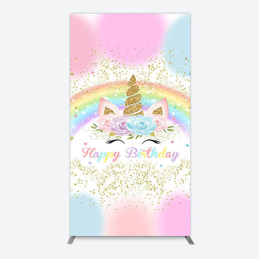 Lofaris Cute Unicorn Rainbow Glitter Birthday Rectangle Backdrop