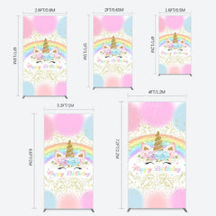 Lofaris Cute Unicorn Rainbow Glitter Birthday Rectangle Backdrop
