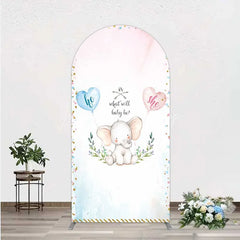 Lofaris Cute Watercolor Baby Elephant Gender Reveal Arch Backdrop Pink Blue Hearts Or What Will Be Party